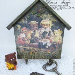 Ключница-вешалка "Медвежата": часть 1