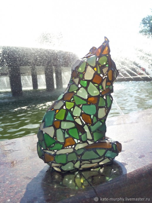 Делаем витражную статуэтку котика из морского стекла