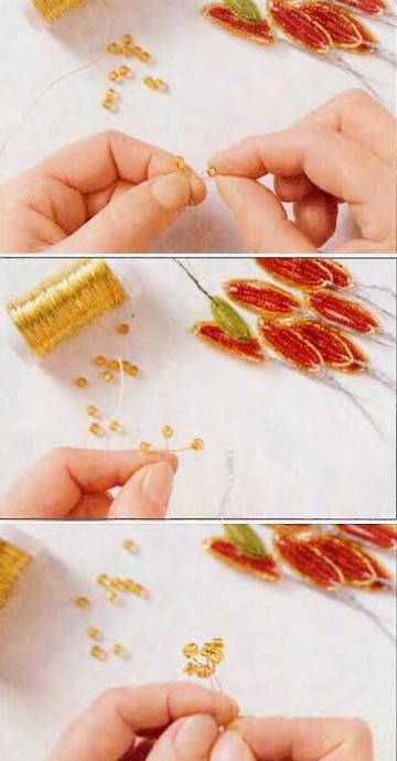 Пуансетия из бисера