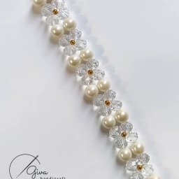 ​Браслет из горного хрусталя и жемчуга