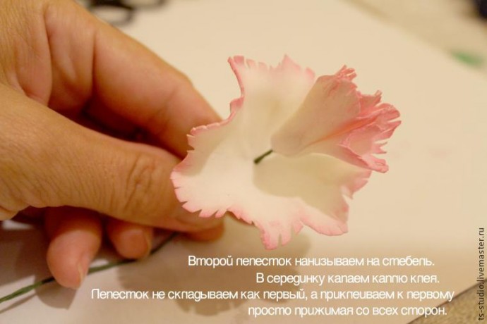 ​Изготовление гвоздики из пластичной замши: часть 2