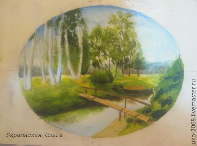 Пейзаж на шкатулке