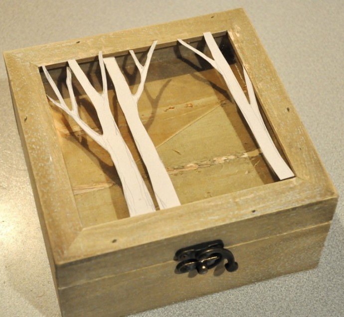 Декор шкатулки с двойной крышкой "Золотой волшебный лес": часть 1