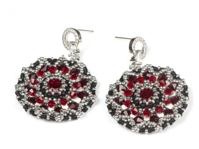 Серьги "Красная роза"