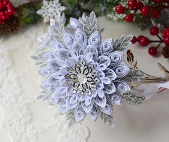 Новогодние ободки в стиле канзаши и не только Новогодние ободки в стиле канзаши и не только