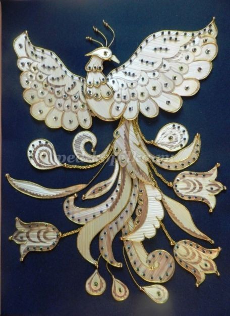 Декоративное панно "Жар-птица" из соломки: часть 6