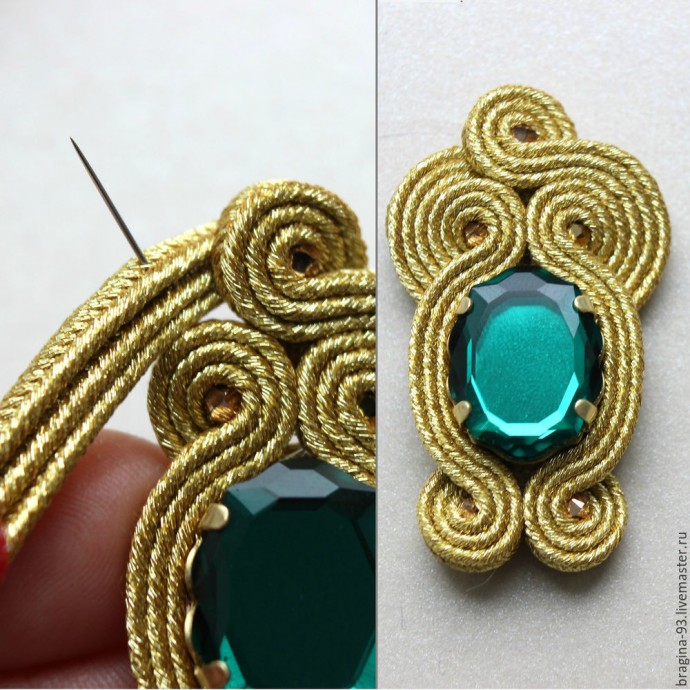 ​Создаем брошь из сутажа и кристаллов Swarovski: часть 2