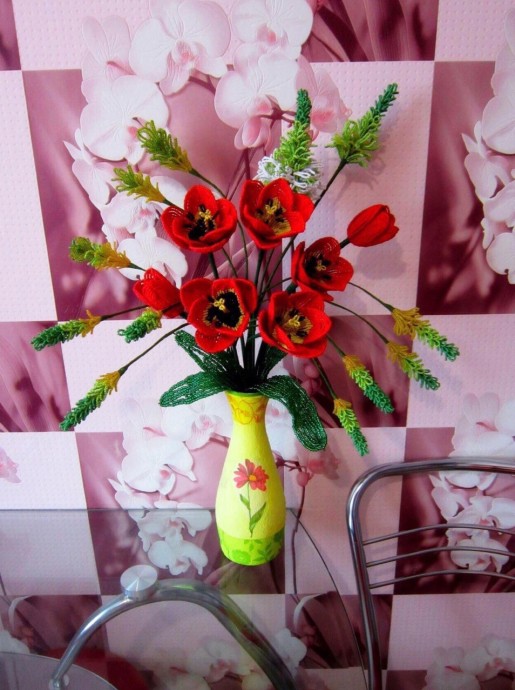 ​Тюльпаны из бисера