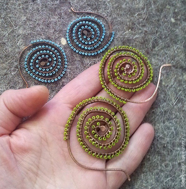 ​Wire wrap начинающим: простые, но эффектные серьги в стиле этно, часть 3