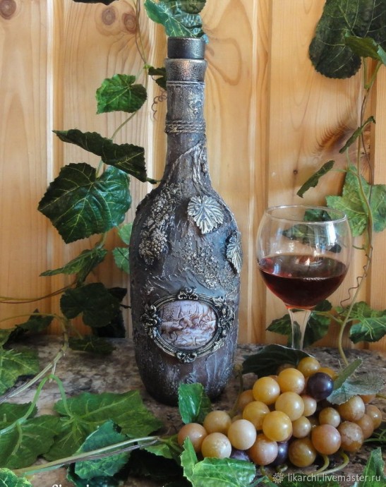 Декорируем стеклянную бутылку: часть 2