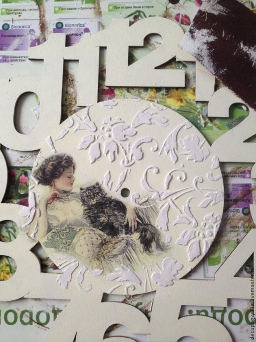 ​Создаём настенные часы в стиле шебби шик: часть 2