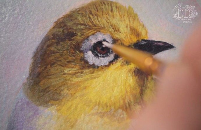 Урок рисования акриловыми красками: рисуем "Белоглазку", часть 2