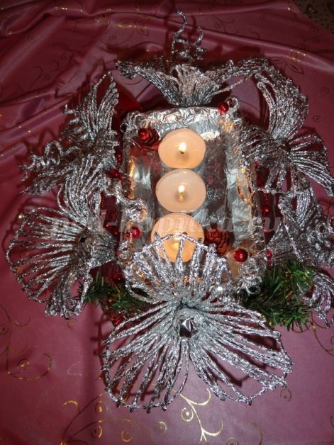 Праздничный подсвечник из фольги: часть 2