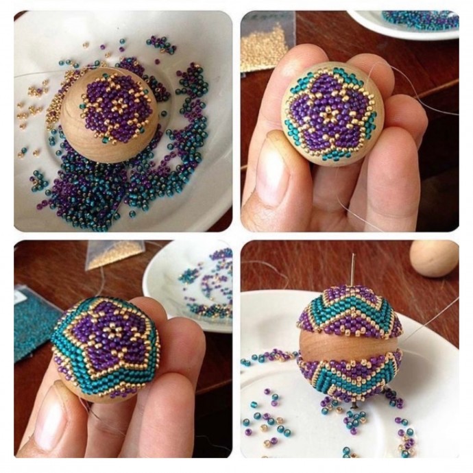 Новогодний шар из бисера Новогодний шар из бисера