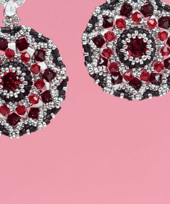 Серьги "Красная роза"