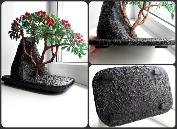 Бонсай рябина из бисера и рубки