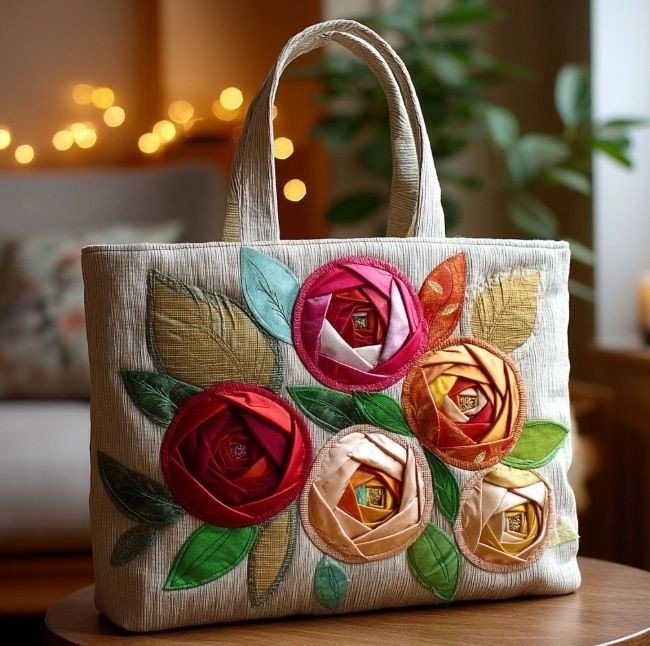 ​Идеи сумок в технике пэчворк с аппликациями