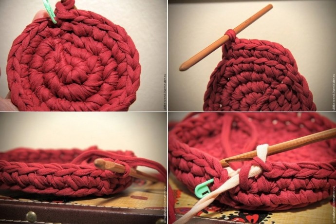 Вяжем крючком корзинку из трикотажной пряжи