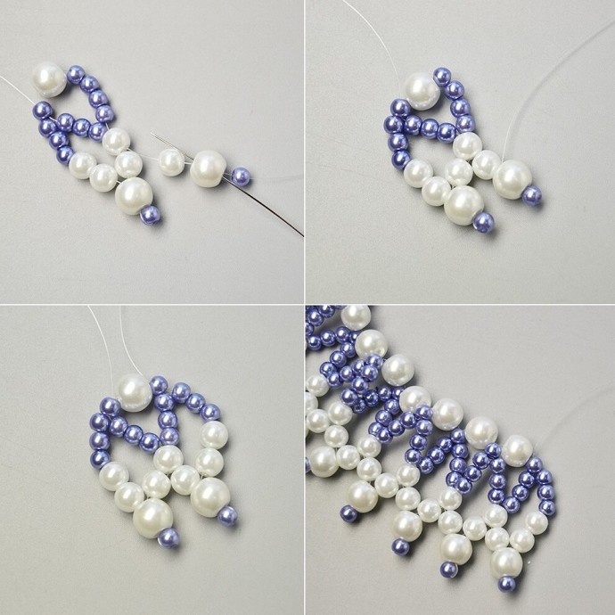 ​Двухцветное колье из бисера