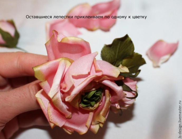 ​Шелковая бутоньерка роз: часть 5