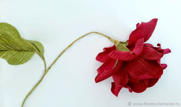 ​Мастерим красивую розу из гофрированной бумаги: часть 5