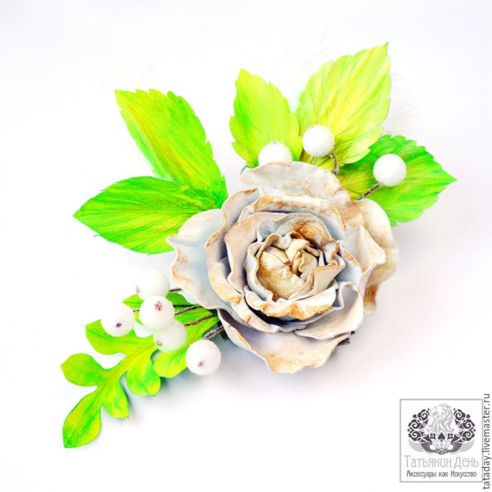 ​Создаем кожаную брошь-розу: часть 4