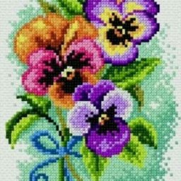 ​Вышивание анютиных глазок