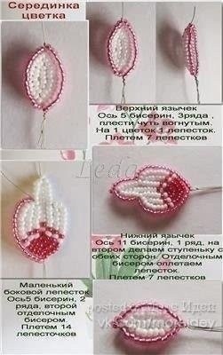 ​Розовая орхидея из бисера для украшения интерьера или в подарок