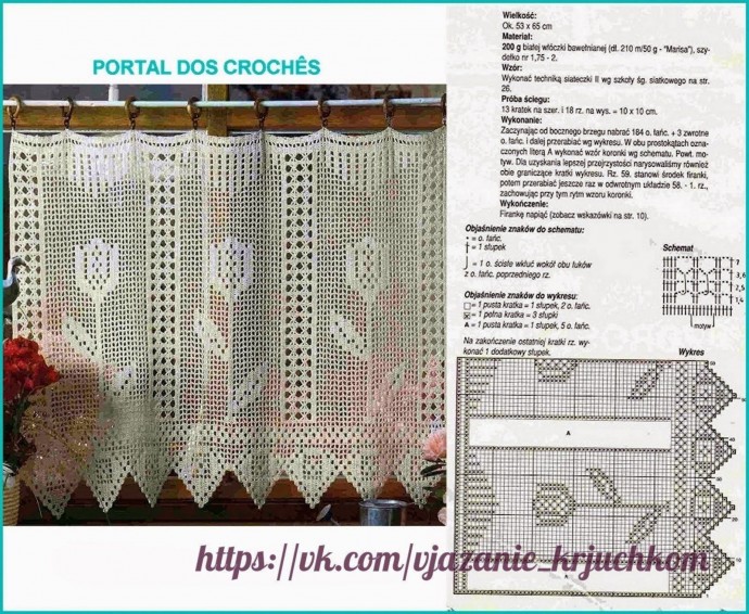 Тюльпаны на филейной сетке