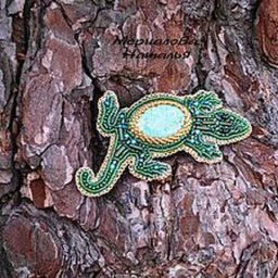 Мастер-класс по вышивке броши "Бирюзовая ящерка": часть 3