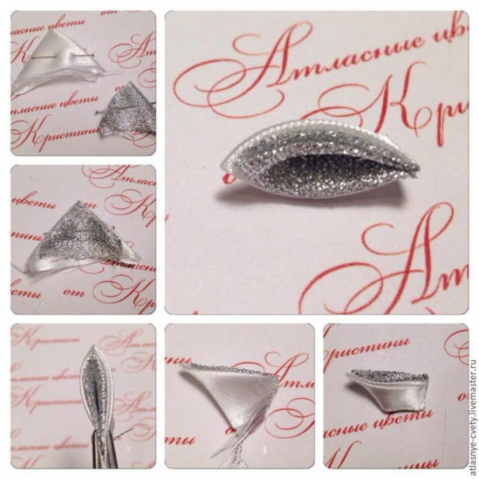 Делаем снежинку из атласной ленты в технике канзаши: часть 1