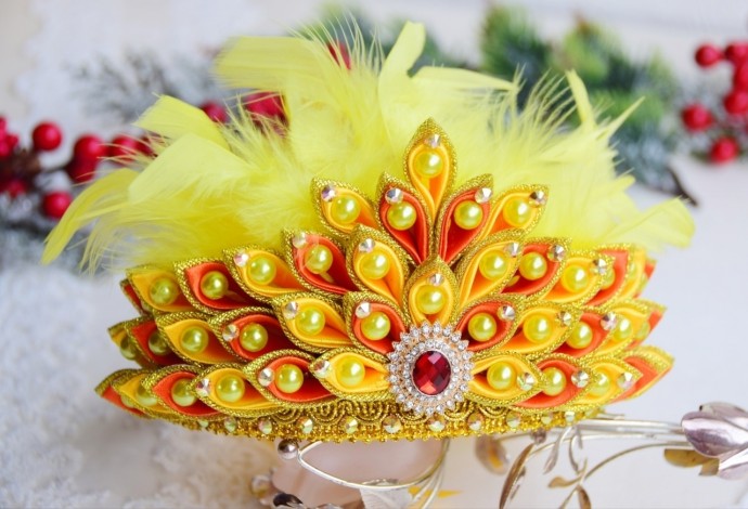 Новогодние ободки в стиле канзаши и не только Новогодние ободки в стиле канзаши и не только