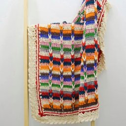 Разноцветный плед крючком