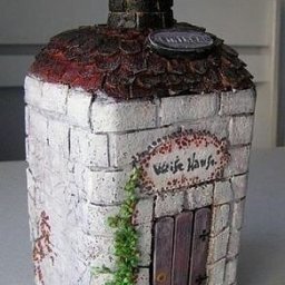 ​Имитация кирпичной кладки на стеклянной бутылке