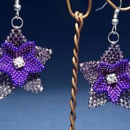 ​Плетем серьги из бисера "Полуночные цветы": часть 5