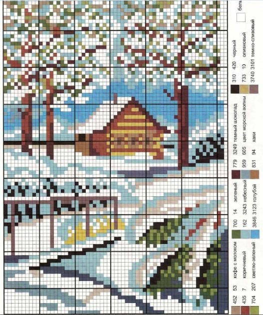 Вышиваем зимние пейзажи: часть 3