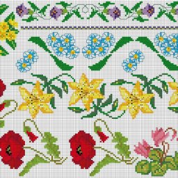 Цветочные узоры при вышивке крестом