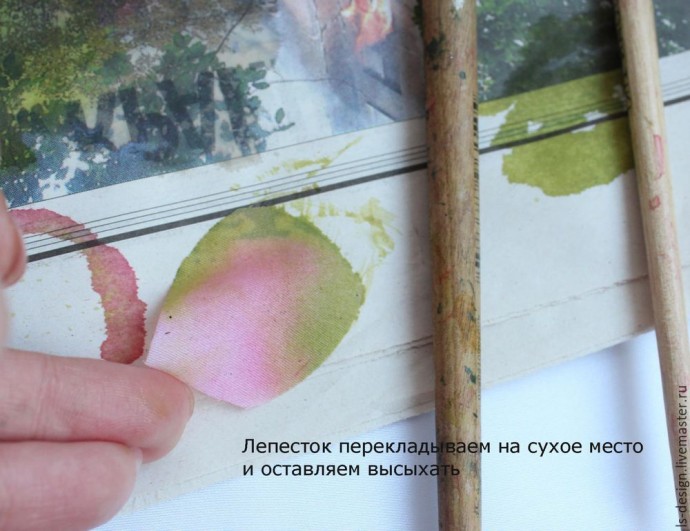 ​Шелковая бутоньерка роз: часть 2