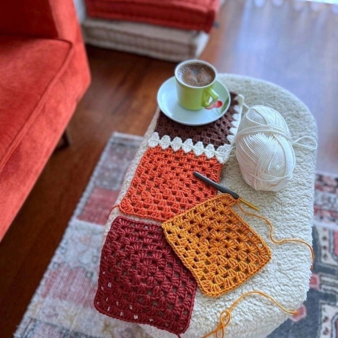 Плед из мотивов крючком