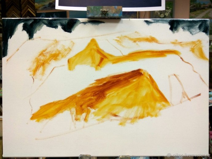 ​Картина маслом на холсте на тему сказочного мира гор и зимних грез: часть 1