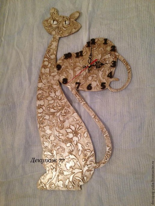 ​Создание настенных часов "Кошка-хамелеон": часть 3