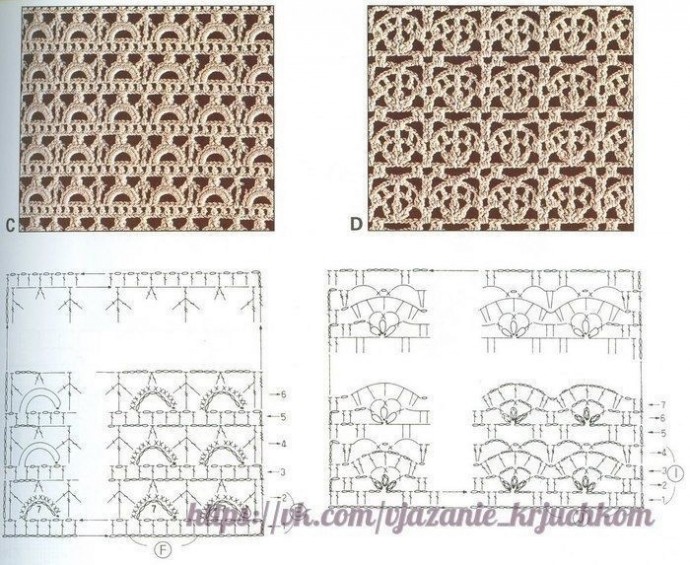 Множество интересных узоров крючком