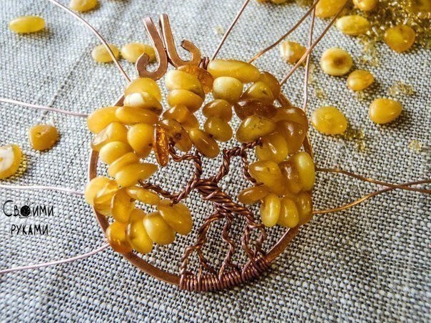 Подвеска из проволоки и камней