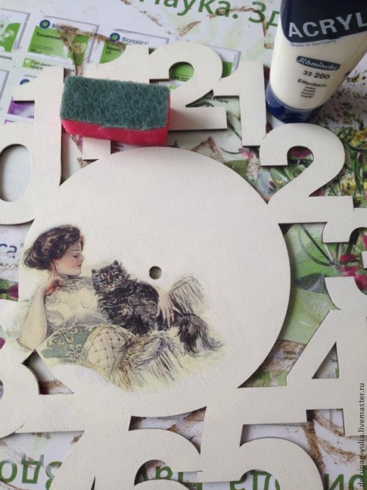 ​Создаём настенные часы в стиле шебби шик: часть 2