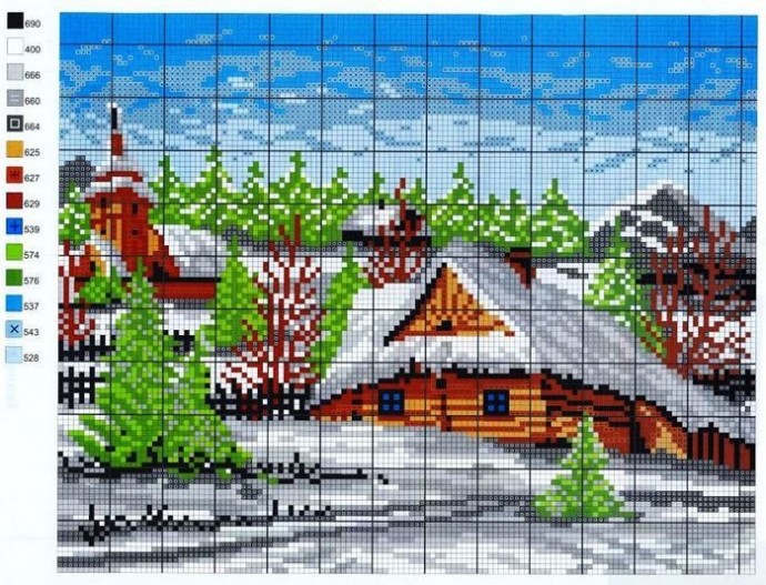 Вышиваем зимние пейзажи: часть 3