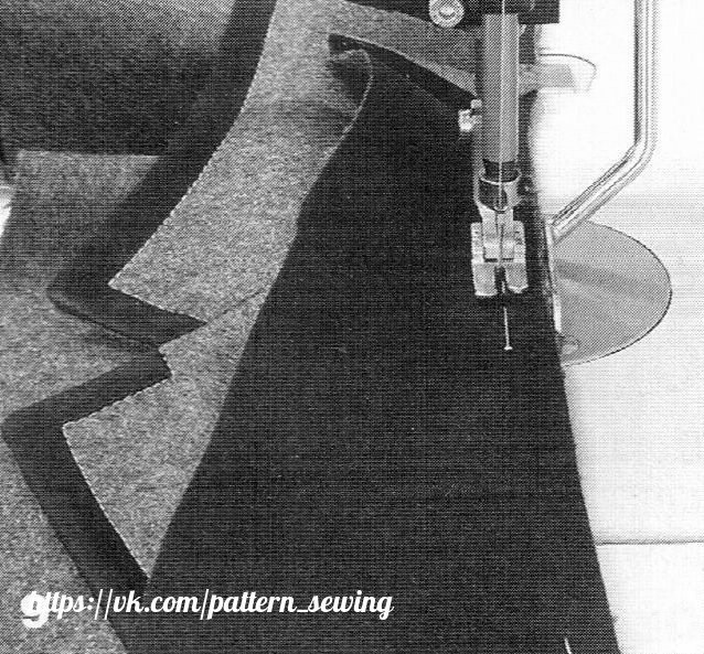 Воротник: фигурная горловина, отрезной лацкан и втачная бейка