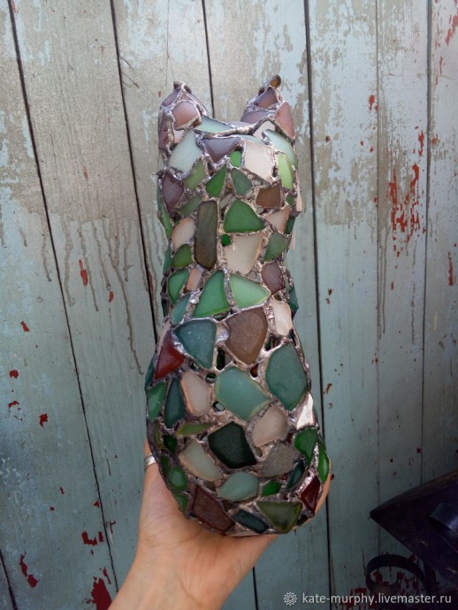 Делаем витражную статуэтку котика из морского стекла
