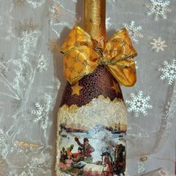 Мастер-класс по декорированию бутылки шампанского в технике декупаж: часть 2