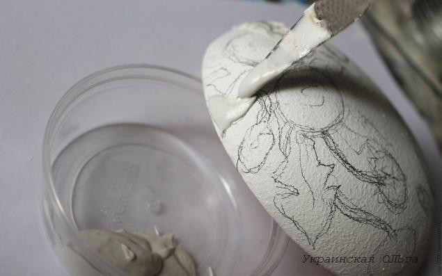 Одуванчики в объемной технике на шкатулке: часть 2