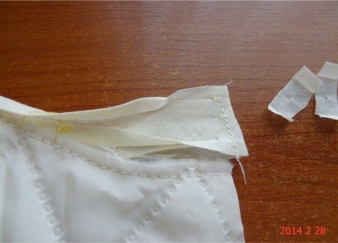 ​Обработка косой бейкой в кольцо